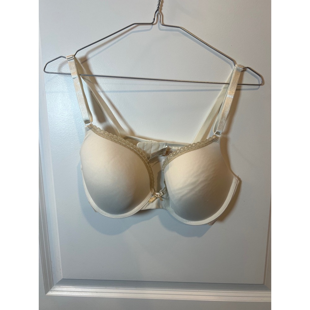Maidenform Womens Bra Lace Trim Padded Underwire Ivory 38C